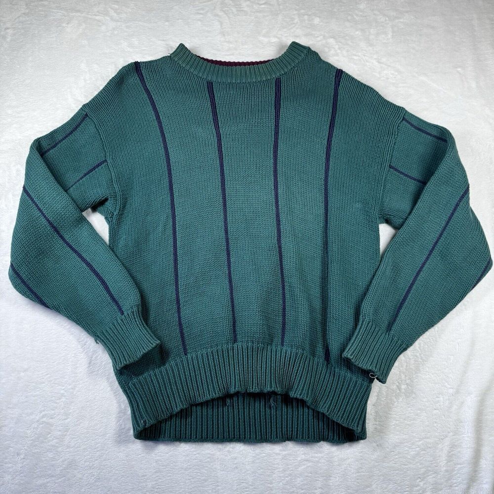 Vintage 90s Eddie Bauer‎ Thick Knit Chunky Sweater Size L Green